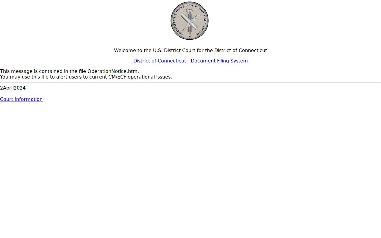 East Hartford, Connecticut court records District of Connecticut CM ECF access