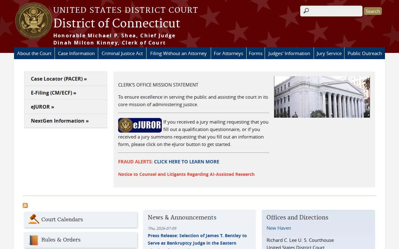 East Hartford, Connecticut court records U.S. District Court District of Connecticut