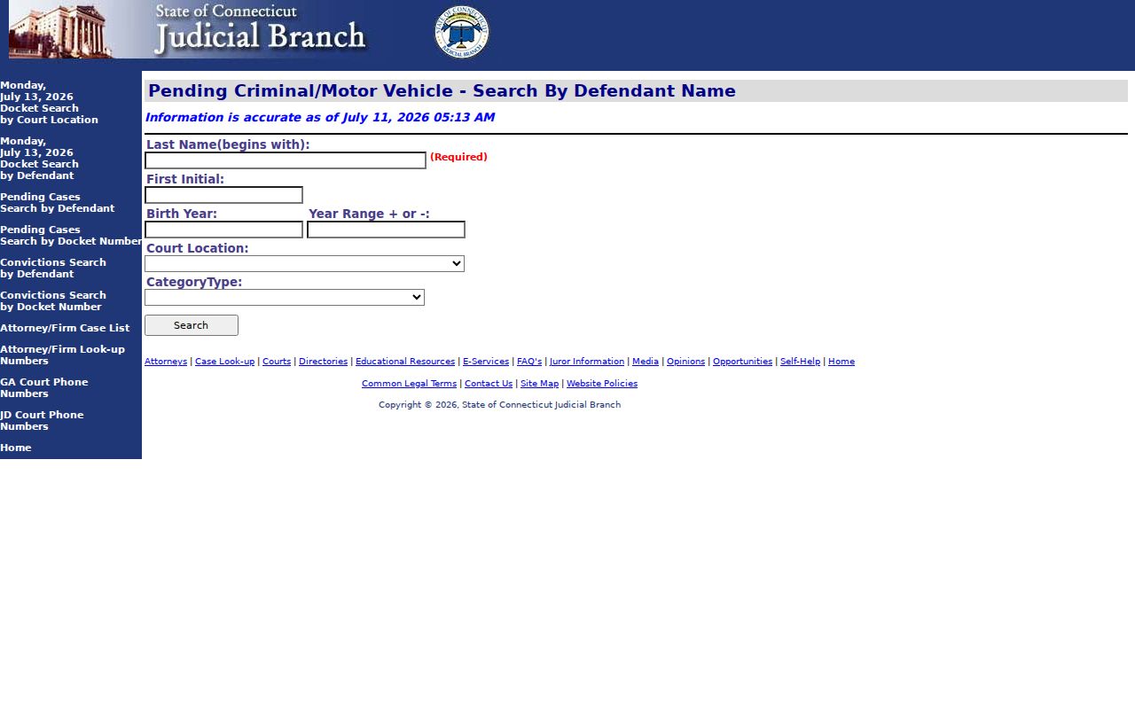 East Hartford, Connecticut criminal court records pending criminal and motor vehicle search