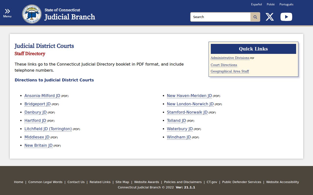 East Hartford County court records Judicial District court directory