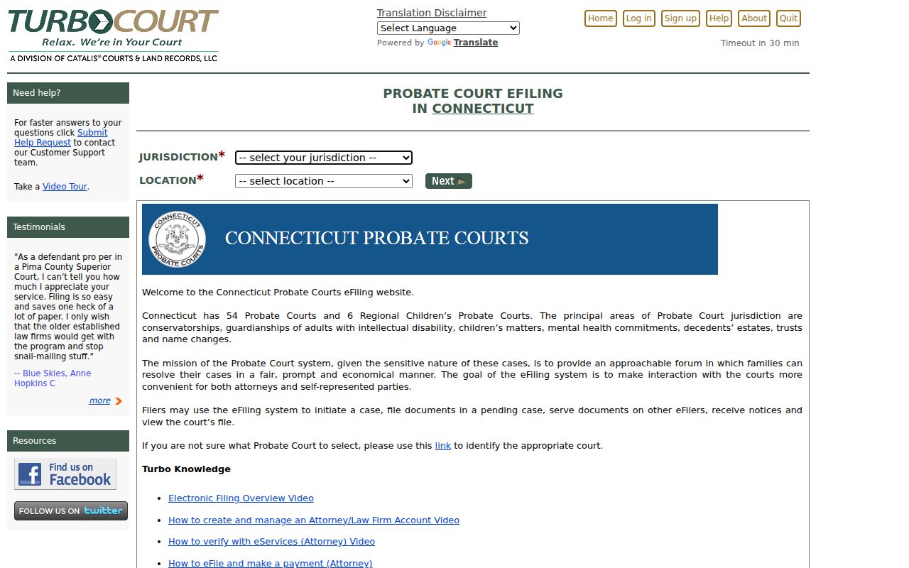 East Hartford, Connecticut probate records probate eFiling portal
