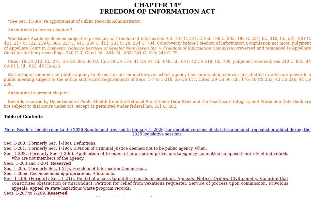 East Hartford warrant records Connecticut Freedom of Information Act source