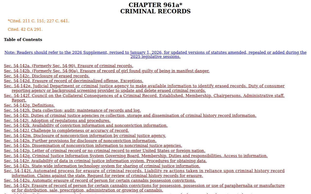 East Hartford warrant records criminal record erasure source